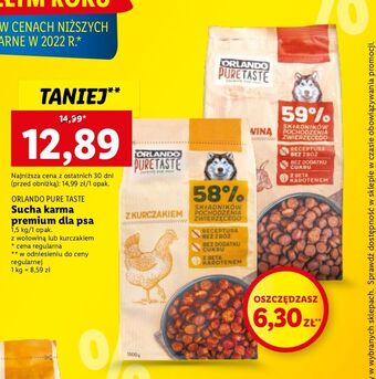 Lidl Karma dla psa z kurczakiem orlando pure taste oferta