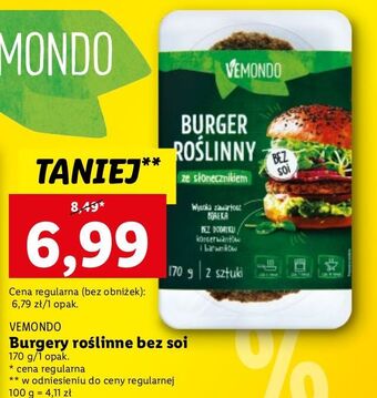 Lidl Burger roślinny ze słonecznikiem vemondo oferta