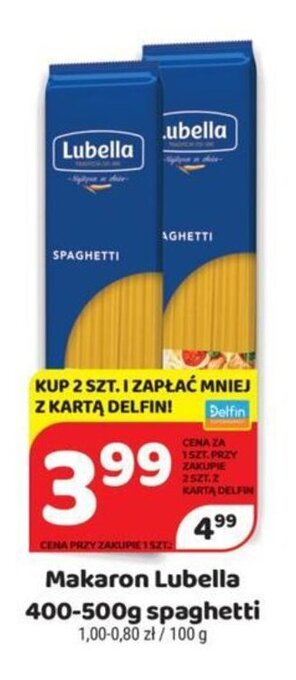 Delfin Lubella Makaron 400-500g spaghetti oferta