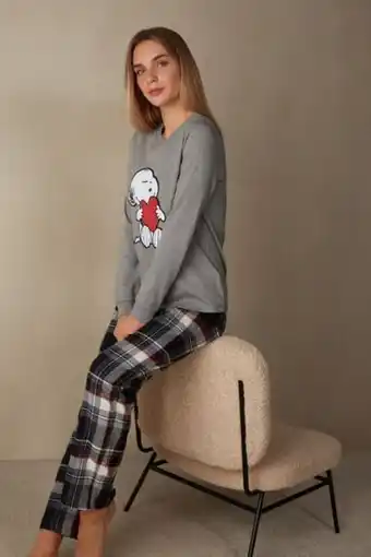 Intimissimi Długa piżama snoopy z sercem z bawełnianej dzianin... oferta