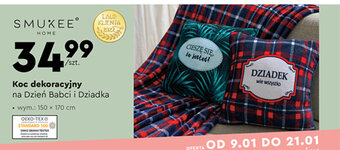 Biedronka Smukee Koc dekoracyjny na Dzień Babci i Dziadka wym. 150x170cm oferta