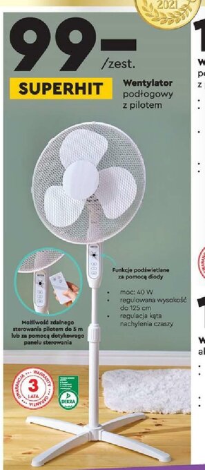 Biedronka Wentylator podłogowy z pilotem oferta