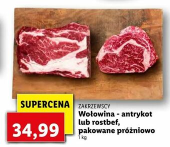 Lidl Wołowina - antrykot lub rostbef, pakowane próżniowo oferta