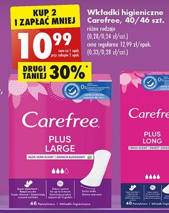 Biedronka Wkładki higieniczne long carefree plus oferta