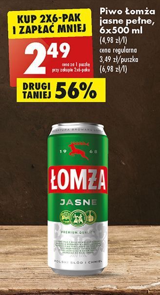 Biedronka Piwo łomża jasne (dawniej export) oferta