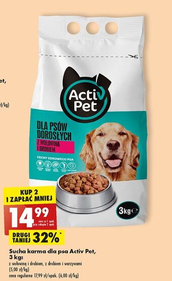 Biedronka Karma dla psa z wołowiną i drobiem activ pet oferta