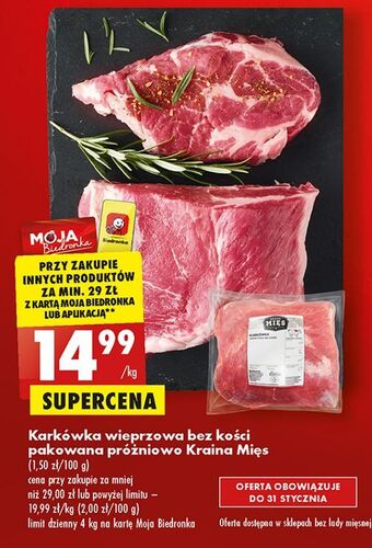 Biedronka Karkówka wieprzowa bez kości kraina mięs oferta