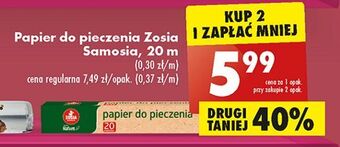 Biedronka Papier do pieczenia 20 m zosia samosia oferta