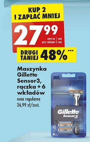 Biedronka Maszynka do golenia + 6 wkładów gillette sensor 3 oferta