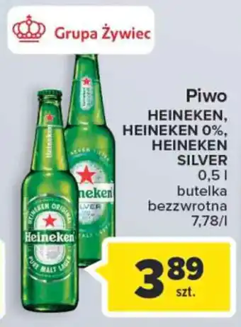 Carrefour Grupa Żywiec Piwo Heineken, Heineken 0%, Heineken Silver 0,5l oferta