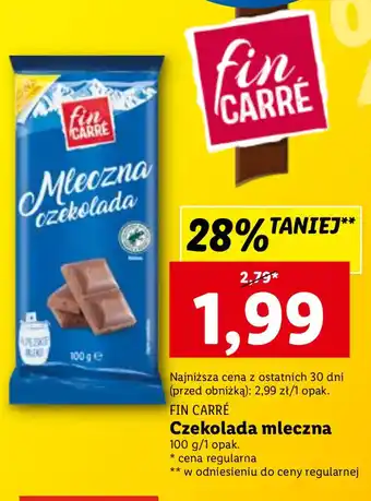 Lidl Fin Carre Czekolada mleczna 100g/opak. oferta