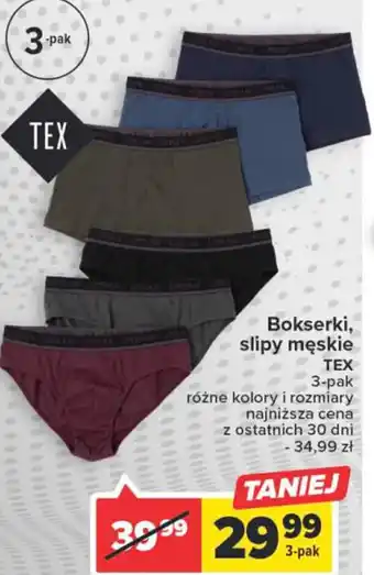 Carrefour TEX Bokserki, slipy męskie 3-pak, różne kolory i rozmiary oferta