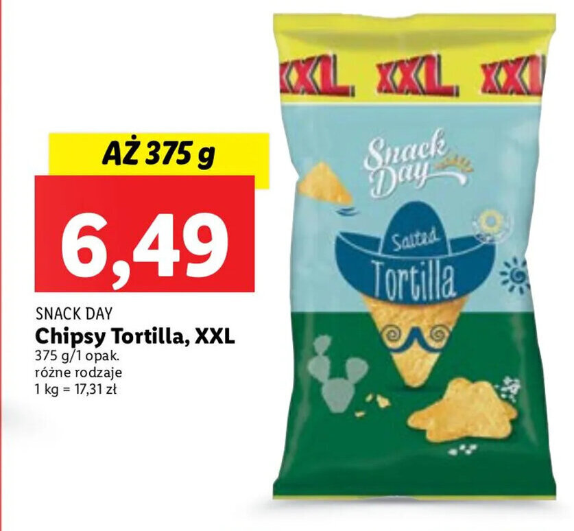 Promocja Snack Day Chipsy Tortilla, XXL 375g w Lidl