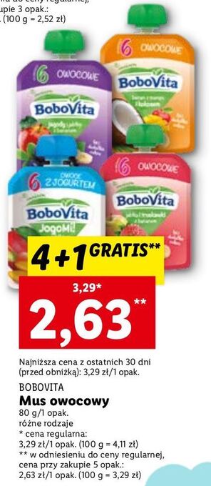 Lidl Mus banan z mango i kokosem bobovita oferta