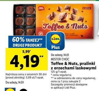Lidl Praliny z orzechami i toffi mister choc oferta