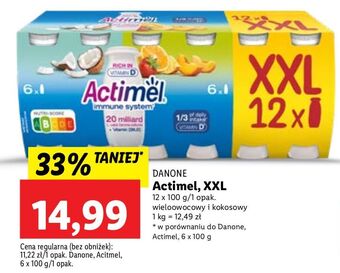 Lidl Jogurt kokos + jogurt wieloowococowy danone actimel oferta