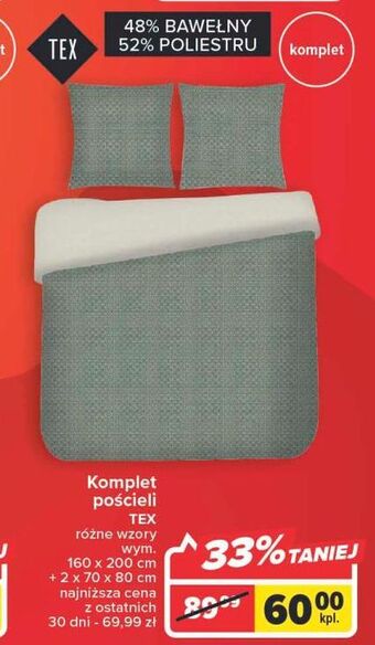 Carrefour Komplet poscieli 160 x 200 cm + 2 70 80 tex oferta