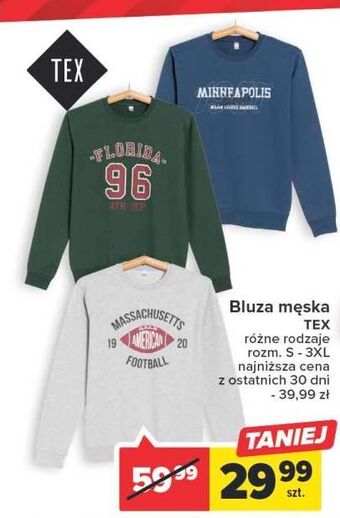 Carrefour Bluza męska gładka s-3xl tex oferta