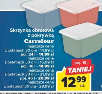 Carrefour Skrzynka obrotowa z pokrywką 24 l carrefour oferta