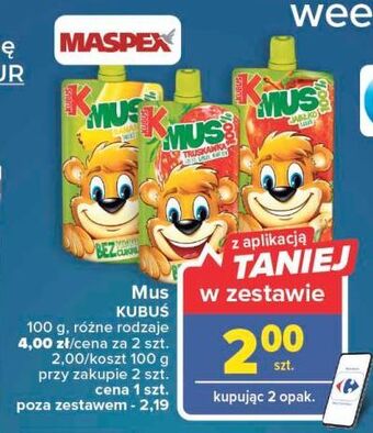 Carrefour Mus jabłko-banan kubuś 100% oferta