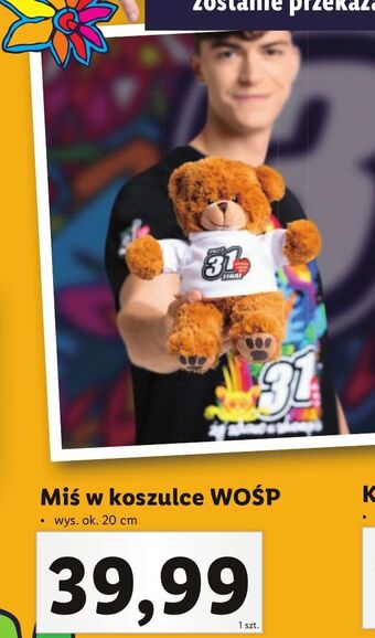 Lidl Miś w koszulce wośp 20 cm oferta