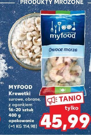 Kaufland Krewetki surowe obrane z ogonkiem myfood oferta