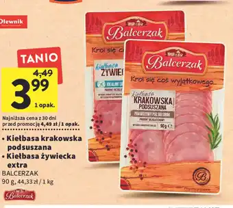 Intermarche Balcerzak Kiełbasa krakowska podsuszana Kiełbasa żywiecka extra 90g oferta