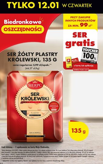 Biedronka Ser żółty królewski plastry sierpc oferta