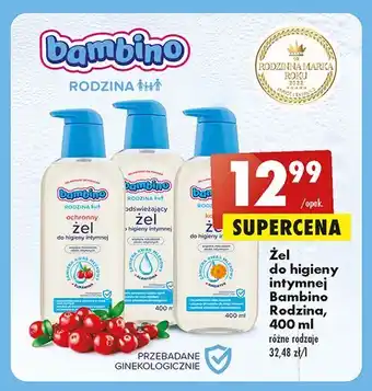 Biedronka Żel do higieny intymnej kojący bambino rodzina oferta