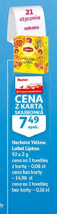 Auchan Herbata lipton yellow label tea oferta