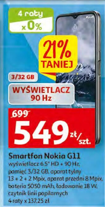 Auchan Smartfon g11 3gb/32 gb czarny nokia oferta