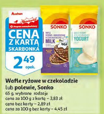 Auchan Wafle ryżowo-kukurydziane w czekoladzie mlecznej sonko oferta