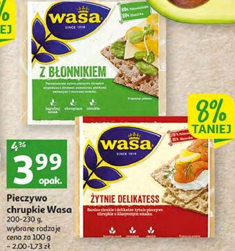 Auchan Pieczywo chrupkie z błonnikiem wasa oferta
