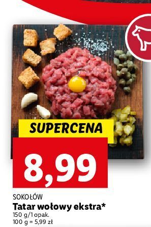 Lidl Tatar wołowy ekstra sokołów oferta