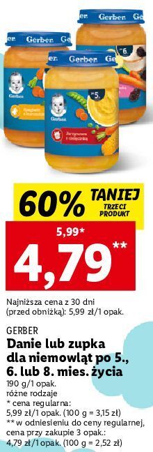 Lidl Obiadek schabik ze śliwką w warzywach gerber oferta