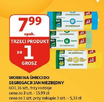 Auchan Worki na śmieci 60 l niebieskie jan niezbędny oferta