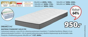 JYSK Dreamzone materac piankowy gold f95 80x200cm oferta