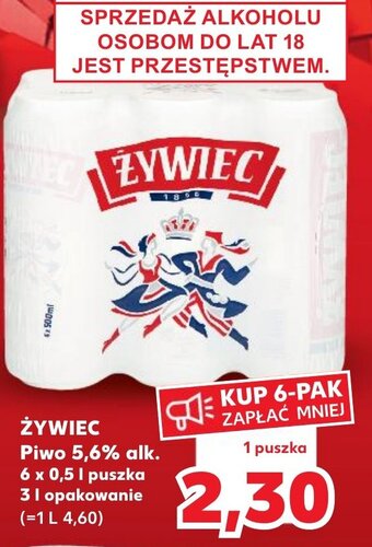 Kaufland Żywiec piwo 5,6% alk. 6x 500ml oferta