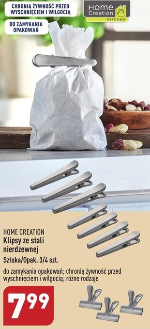 ALDI Home Creation Klipsy ze stali nierdzewnej 3/4szt. oferta