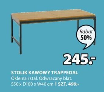 JYSK Trappedal Stolik kawowy Okleina i stal, odwracalny blat. S50xD100xW40cm oferta