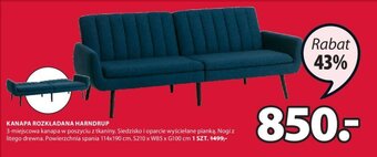 JYSK Harndrup kanapa rozkładana, 3-miejscowa kanapa w poszywaniu z tkaniny. Siedzisko i oparcie wyścieane pianką. Nogi z litego oferta