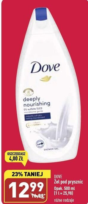 ALDI Żel pod prysznic dove deeply nourishing oferta