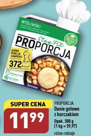 ALDI Kurczak w sosie myśliwskim z kaszą bulgur i warzywami proporcja oferta