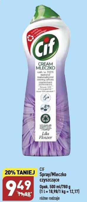 ALDI Mleczko do czyszczenia z mikrokryształkami lila flowers cif cream oferta