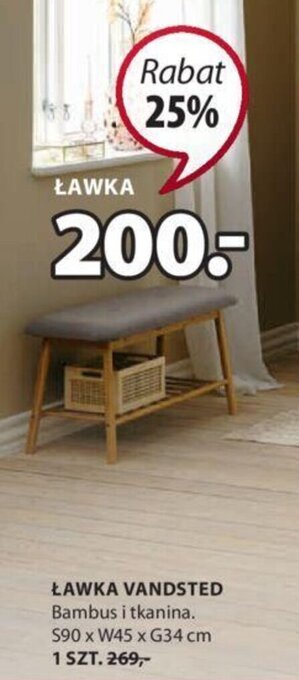 JYSK Vandsted Ławka Bambus i tkanina S90xW45xG34 oferta