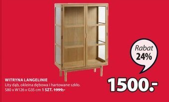 JYSK Langelinie Witryna. Lity dąb, okleina dębowa i hartowanie szkło. S80xW126xG35cm, szt. oferta