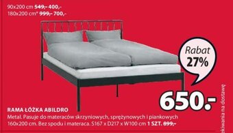 JYSK Abildro Rama łóżka. Metal. Pasuje do materaców skrzyniowych, sprężynowych i piankowych 160x200cm. Bez spodu i materaca. oferta