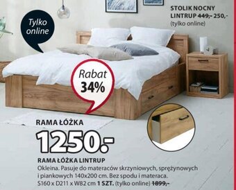 JYSK Lintrup Rama Łóżka. Okleina. Pasuje do materaców skrzyniowych, sprężynowych i piankowych 140x200cm. Bez spodu i materaca. oferta