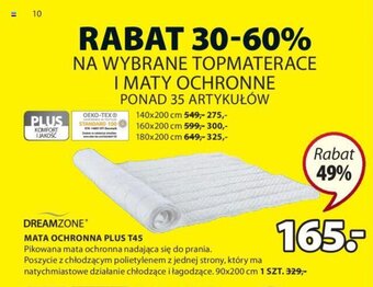 JYSK Dreamzone Mata ochronna Plus T45, Pikowana mata ochronna nadająca się do spania, Poszycie z chłodzącym poliestrem z jednej oferta