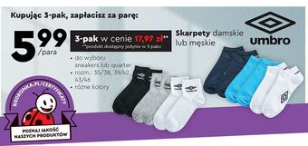 Biedronka Skarpety quarter męskie umbro oferta